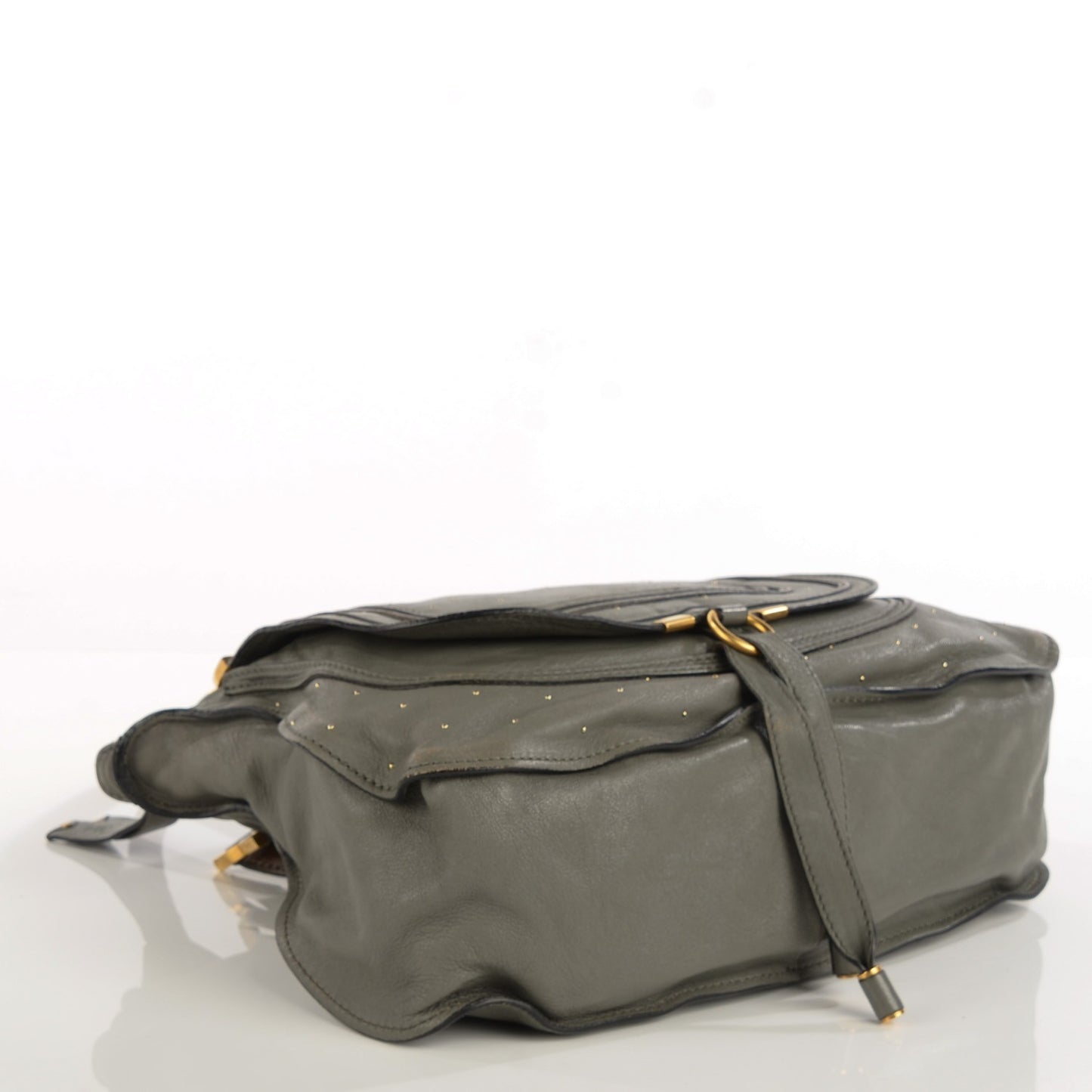 Calfskin Studded Small Marcie Satchel Stone