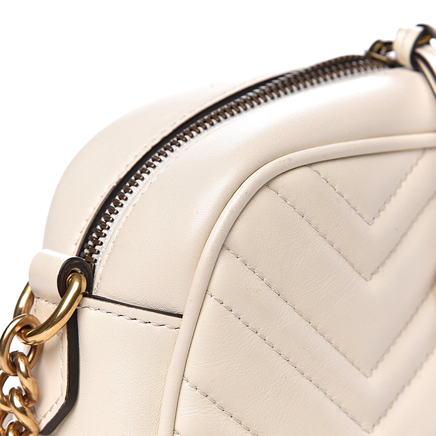 Gucci Calfskin Matelasse Small GG Marmont Chain Shoulder Bag White 12 of 15