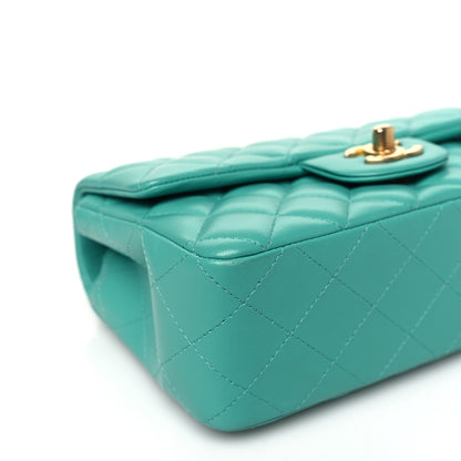 Chanel Lambskin Quilted Mini Rectangular Flap  Turquoise 9 of 10