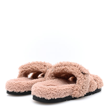 Hermes Woolskin Womens Chypre Sandals 38 Bois De Santal 4 of 8