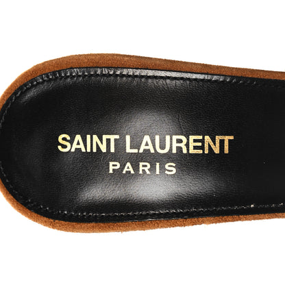 Saint Laurent Suede Paz 105 Ankle Strap Sandals 39 Brown Purple 9 of 9