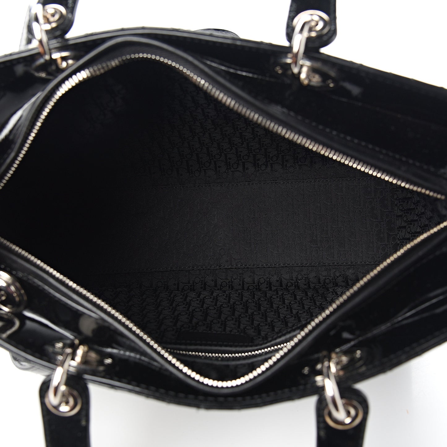 Patent Cannage Large Lady Dior Black
