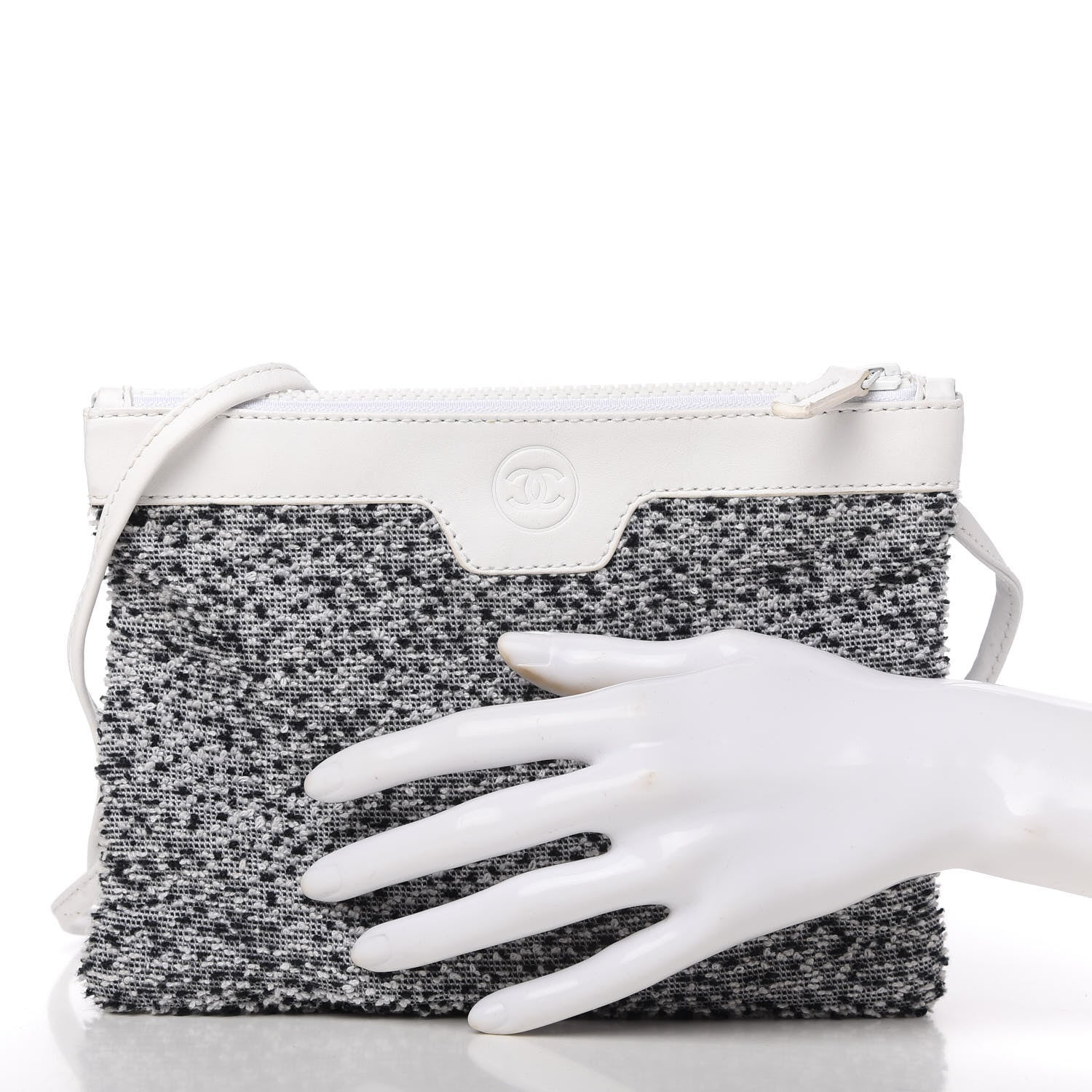 Chanel Terry Pouch White Black 2 of 9