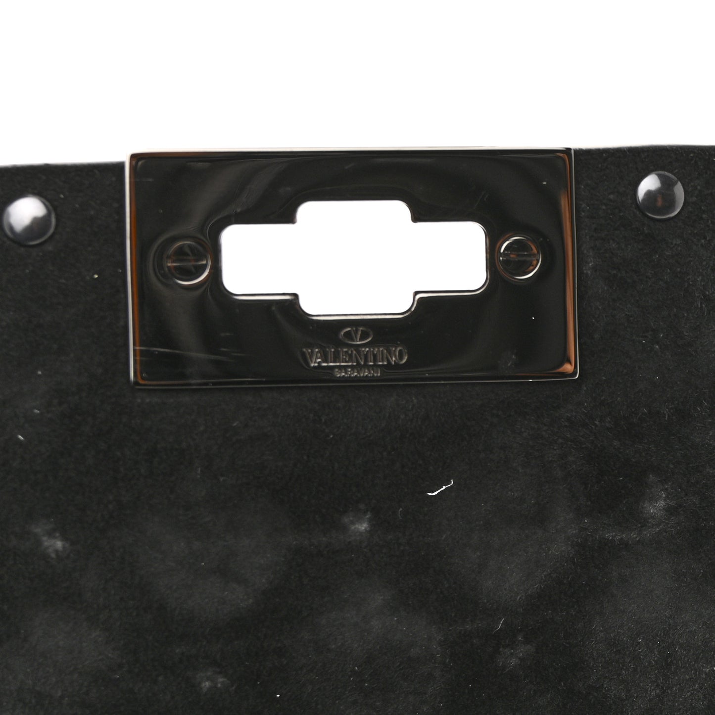 Craquele Nappa Rockstud Spike Wallet on Chain Black
