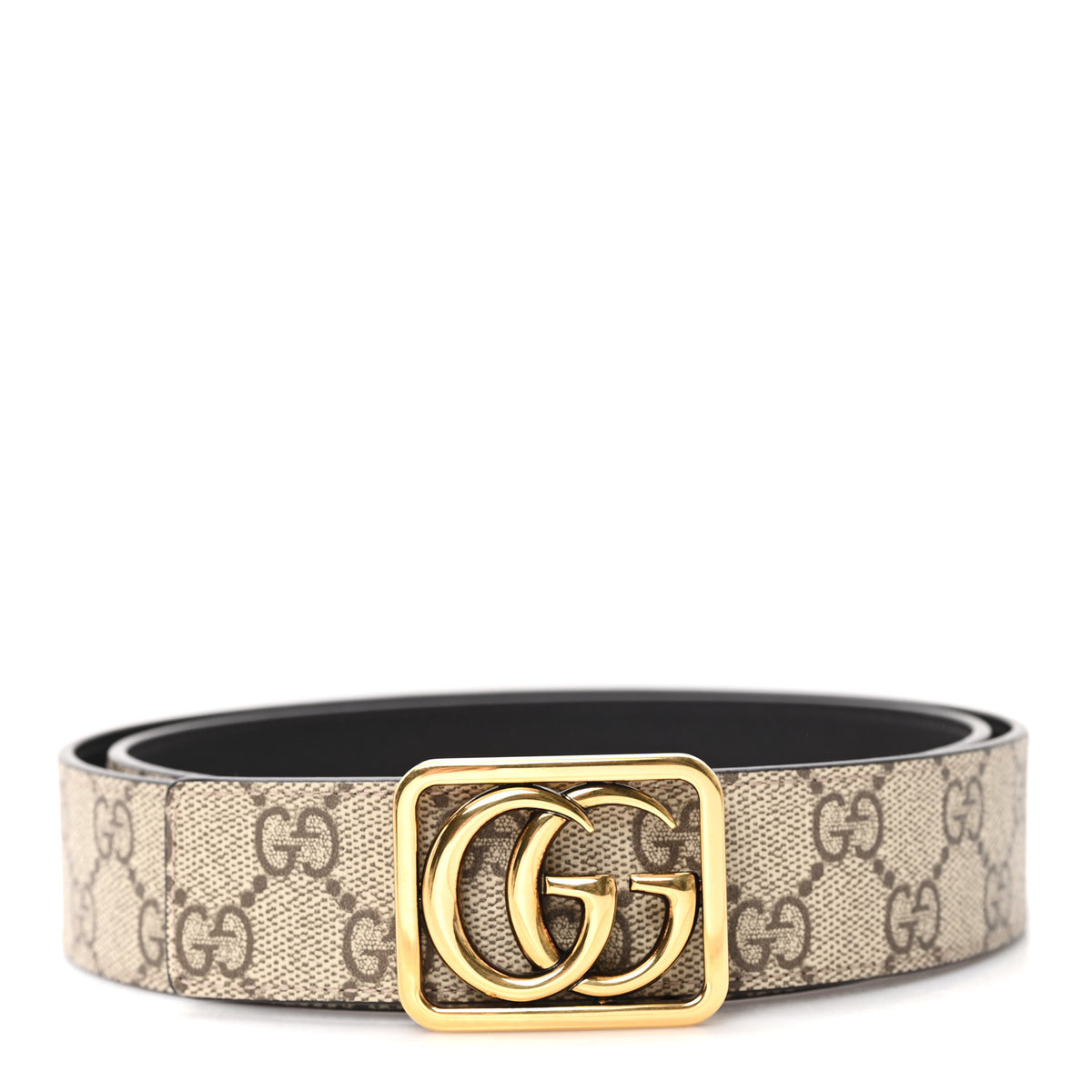 GG Supreme Monogram Reversible GG Marmont Belt 90 36 Beige Ebony New Acero