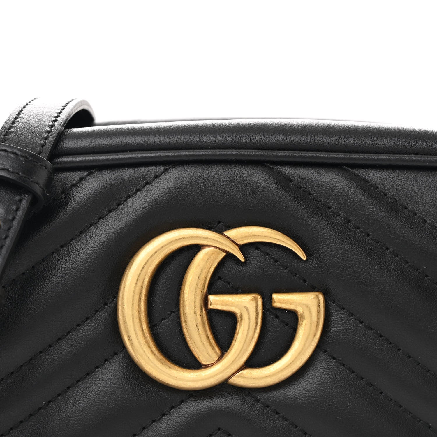 Gucci Calfskin Matelasse Small GG Marmont Chain Shoulder Bag Black 8 of 10