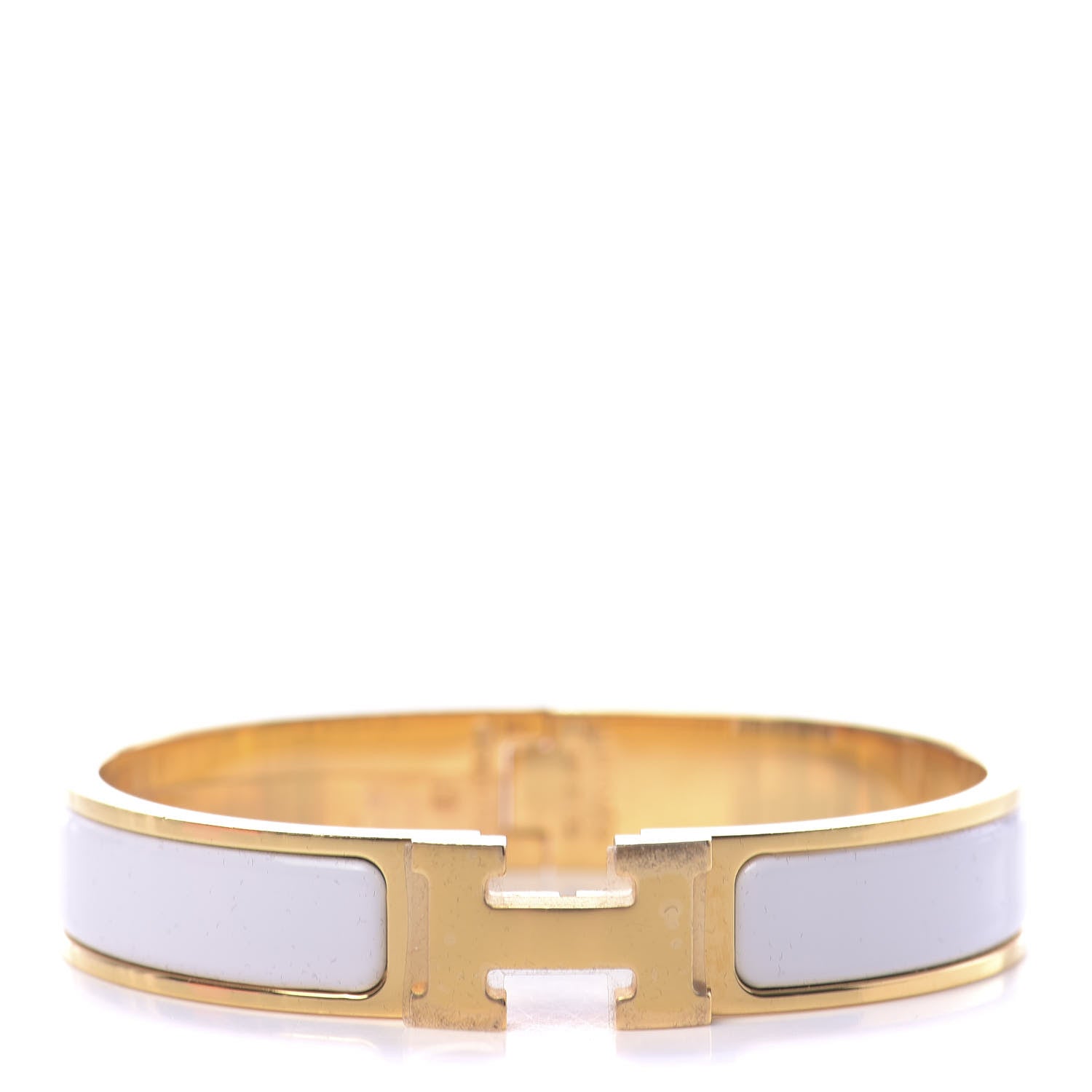 Hermes Enamel Narrow Clic Clac H Bracelet GM White 1 of 5