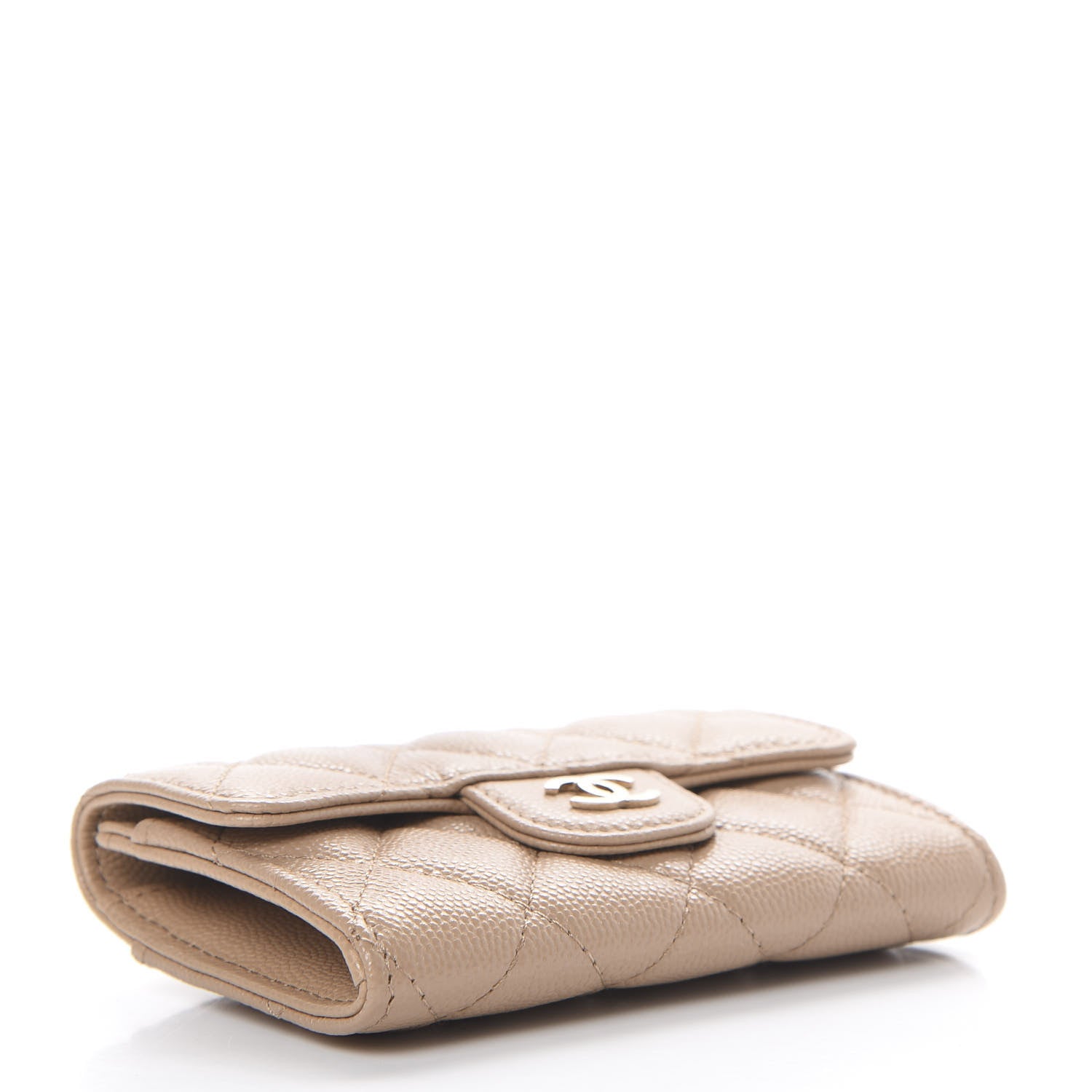 Chanel Caviar Quilted Flap Card Holder Wallet Beige 3 of 8