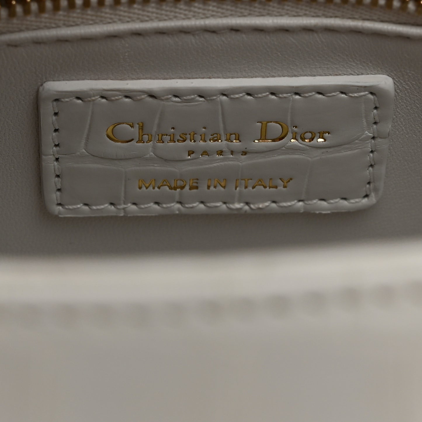 Alligator Swarovski Crystal Small Lady Dior White