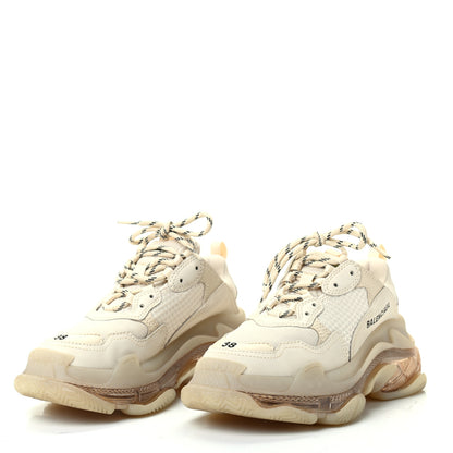 Balenciaga Fabric Mesh Clear Sole Womens Triple S Sneakers 38 Beige 3 of 8