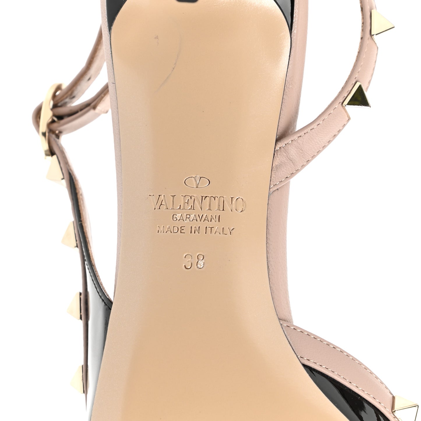 Patent Rockstud Half D'Orsay Slingback 50mm Pumps 38 Black Poudre