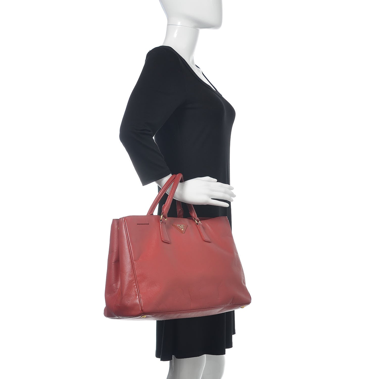 Prada Saffiano Lux Large Tote Fuoco 2 of 24