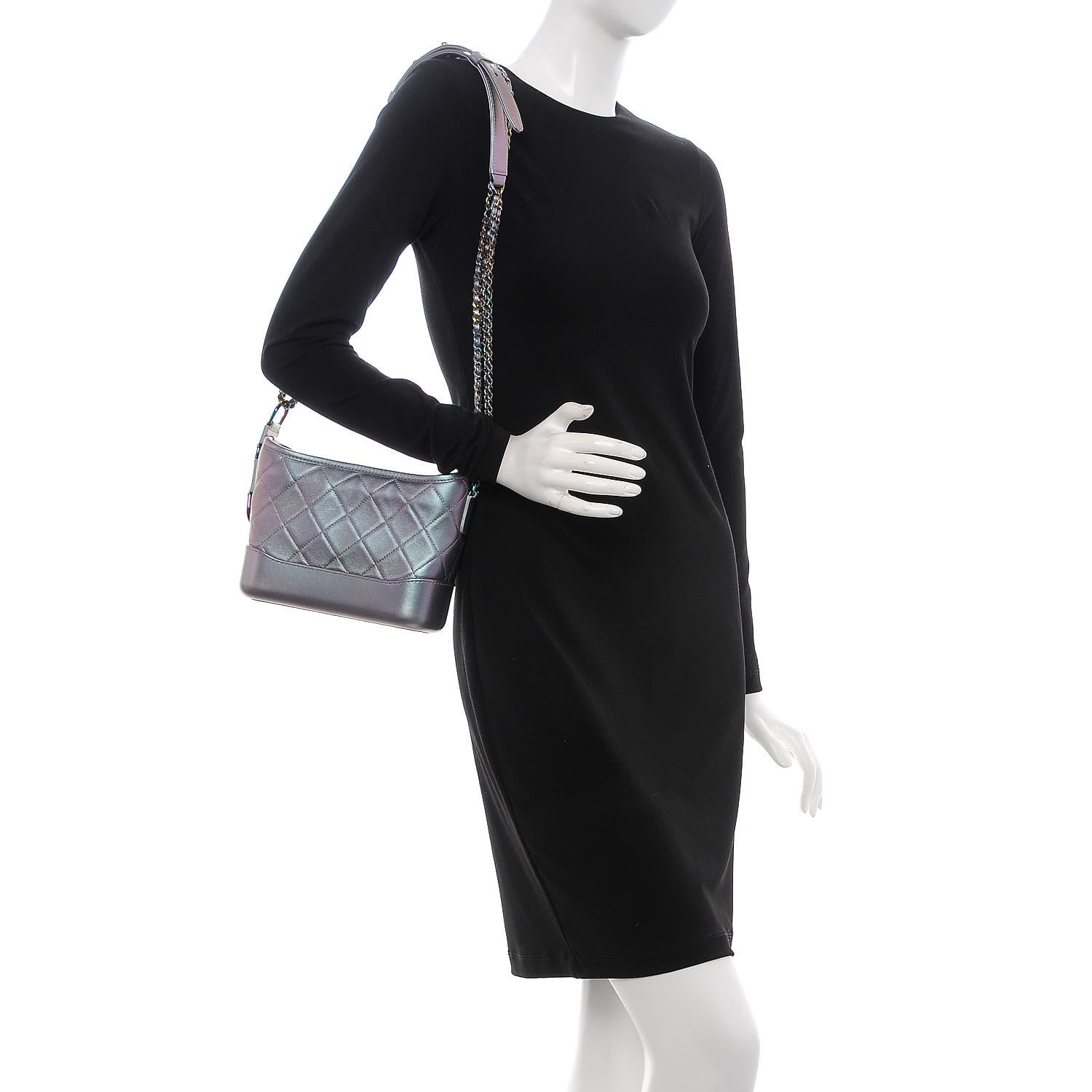Chanel Iridescent Lambskin Calfskin Quilted Small Gabrielle Hobo Light Purple 3 of 13