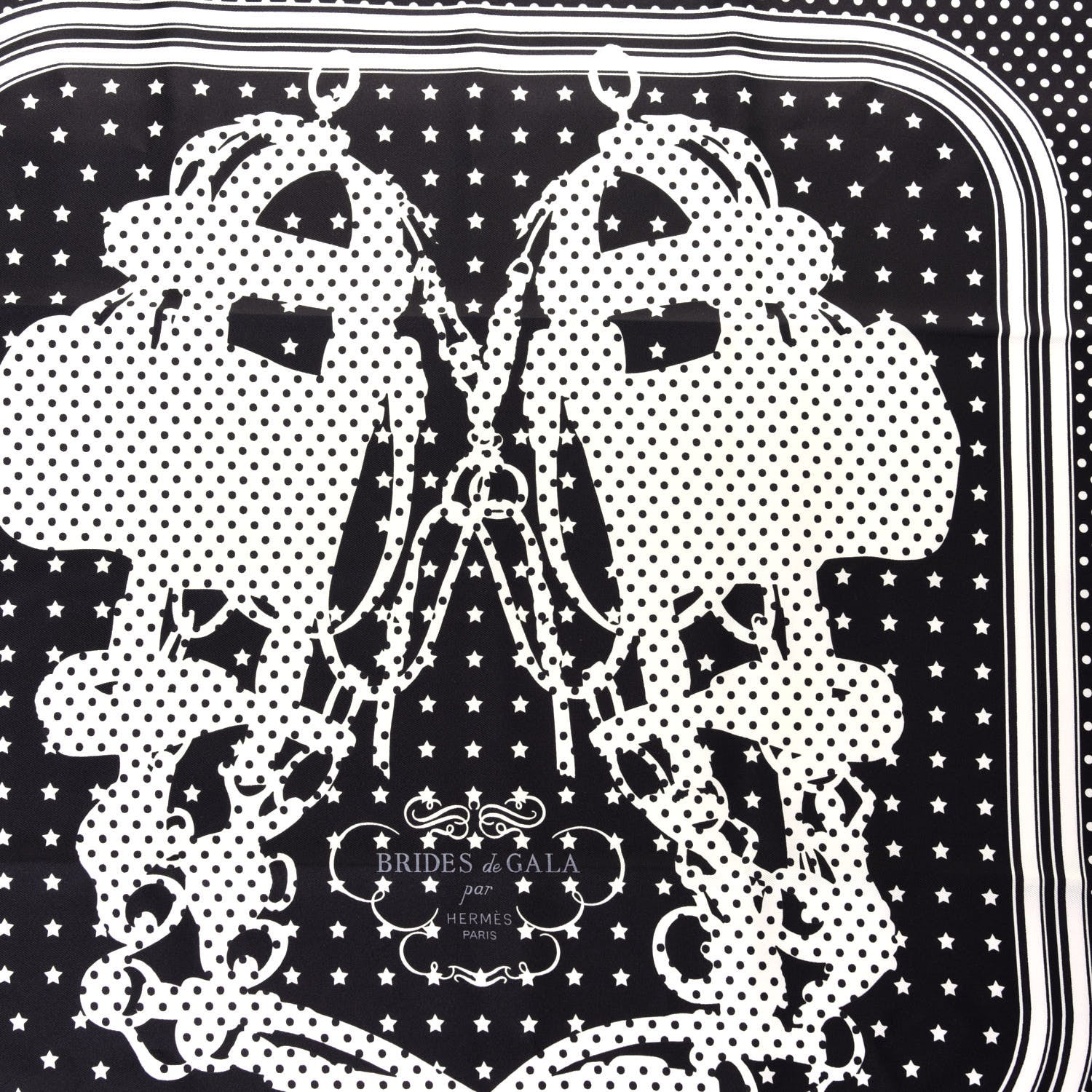 Hermes Silk Brides De Gala A Pois Bandana Scarf 55 Black White 2 of 5