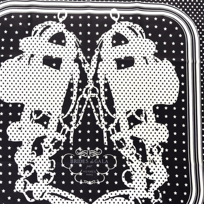 Hermes Silk Brides De Gala A Pois Bandana Scarf 55 Black White 2 of 5