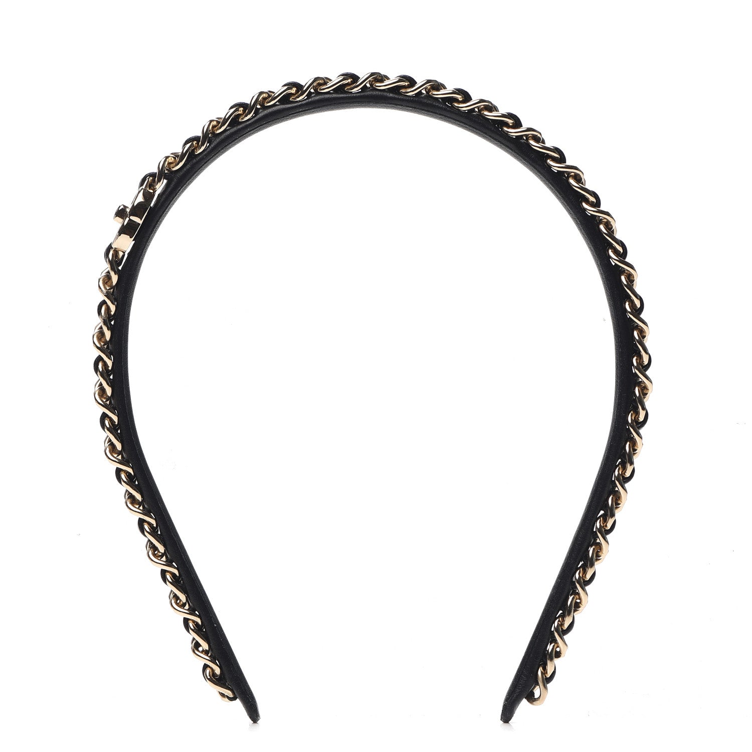 Chanel Metal Lambskin CC Turnlock Chain Headband Gold Black 1 of 6