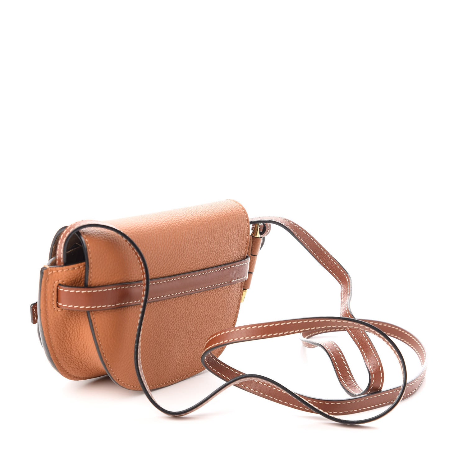 Grained Calfskin Mini Gate Crossbody Bag Caramel Pecan