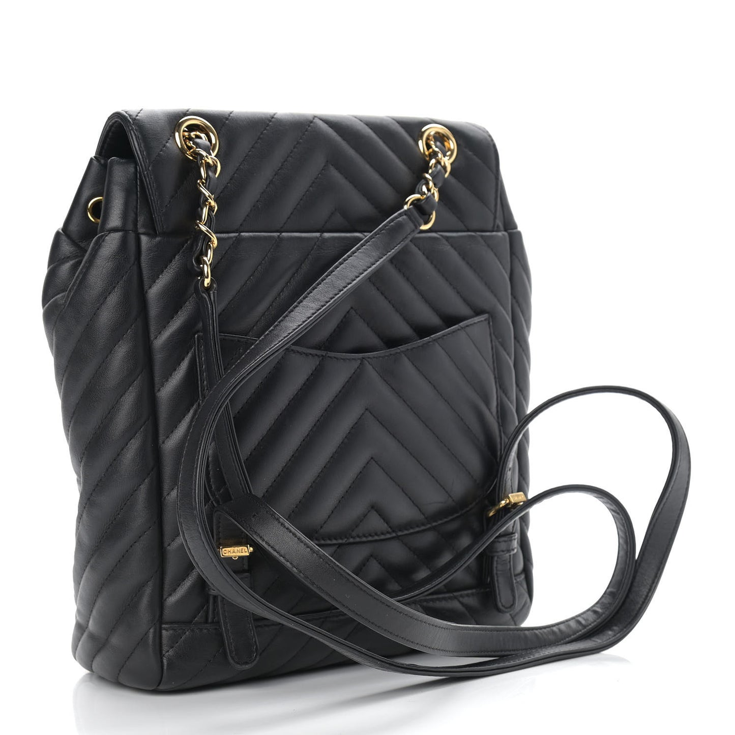 Lambskin Chevron Quilted Small Urban Spirit Backpack Black