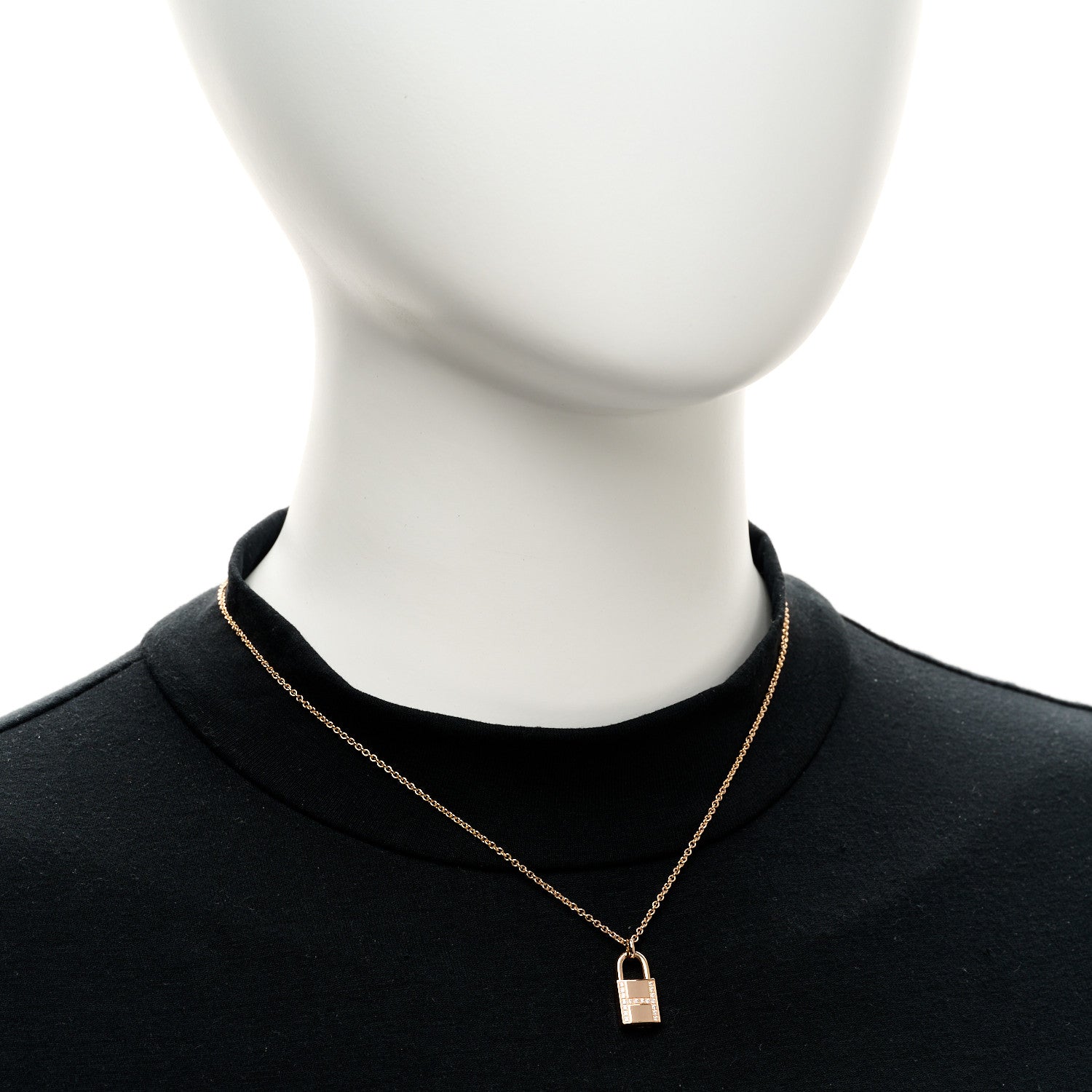 Hermes 18K Rose Gold Diamond Amulettes Cadenas Pendant Necklace 2 of 6