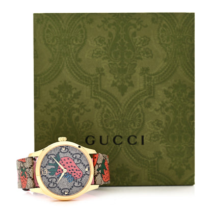 Gucci Stainless Steel Canvas 38mm G-Timeless GG Supreme Strawberry Quartz Watch Brown 6 of 6