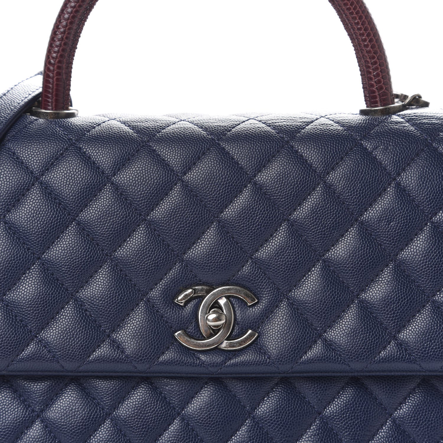 Chanel Caviar Lizard Quilted Medium Coco Handle Flap Navy 11 of 11