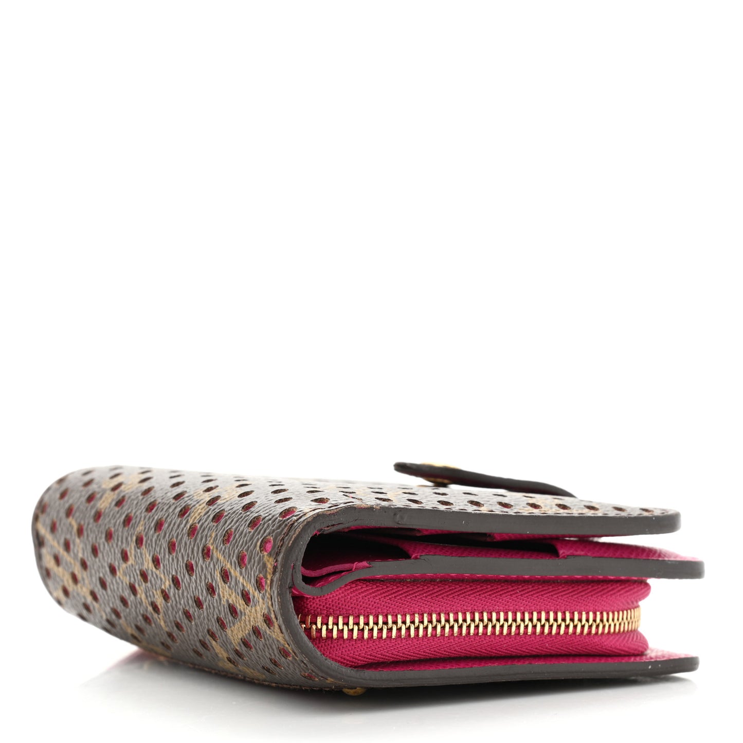 Monogram Perforated Compact Zipped Wallet Fuchsia
