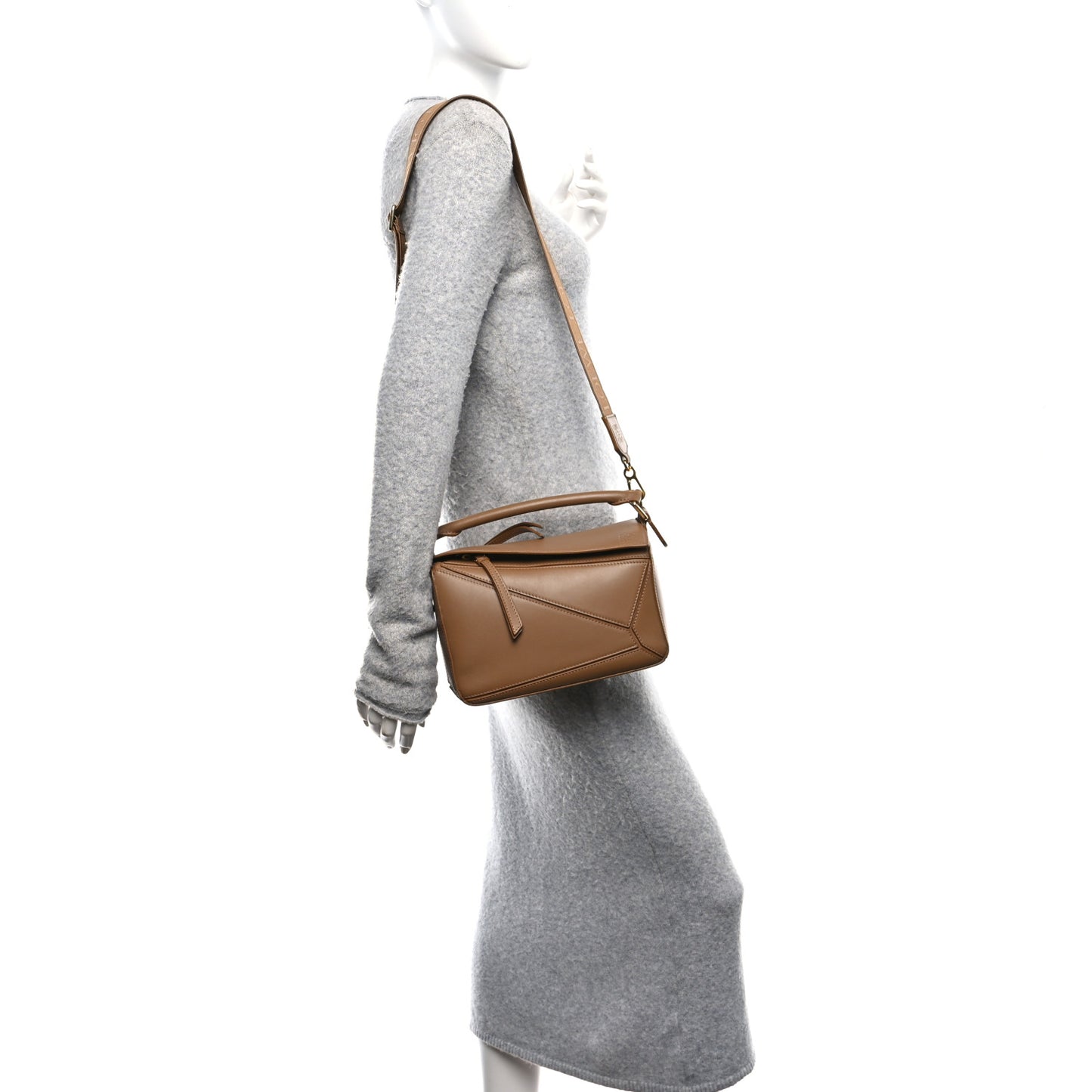 Satin Calfskin Small Puzzle Bag Oak