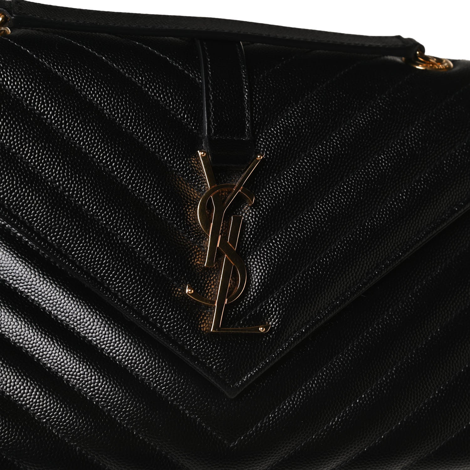 Saint Laurent Grain De Poudre Matelasse Chevron Medium Monogram Satchel Black 11 of 11