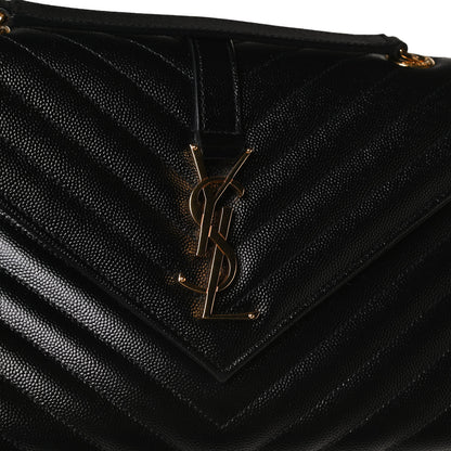 Saint Laurent Grain De Poudre Matelasse Chevron Medium Monogram Satchel Black 11 of 11