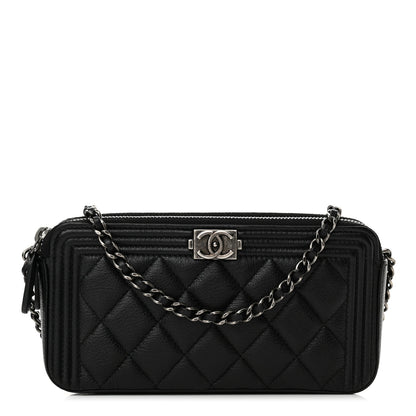Chanel Calfskin Quilted Small Boy Clutch With Chain Black 1 of 17