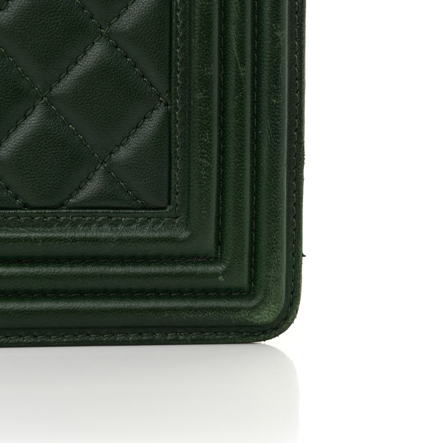 Lambskin Quilted New Medium Boy Flap Dark Green