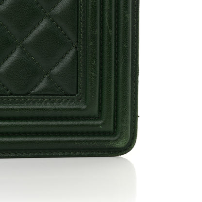 Chanel Lambskin Quilted New Medium Boy Flap Dark Green 15 of 15