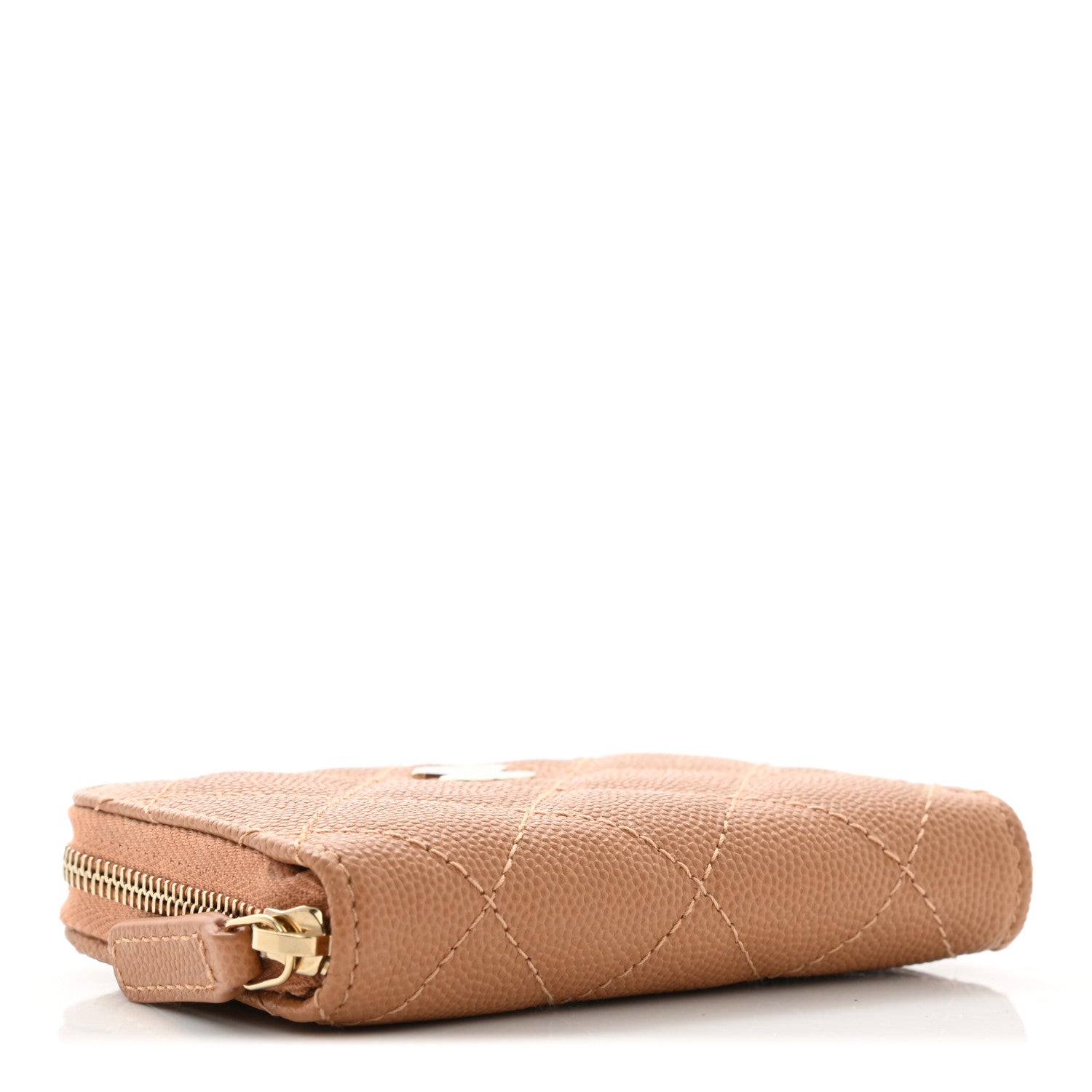 Chanel Caviar Quilted Zip Around Coin Purse Light Brown 4 of 8