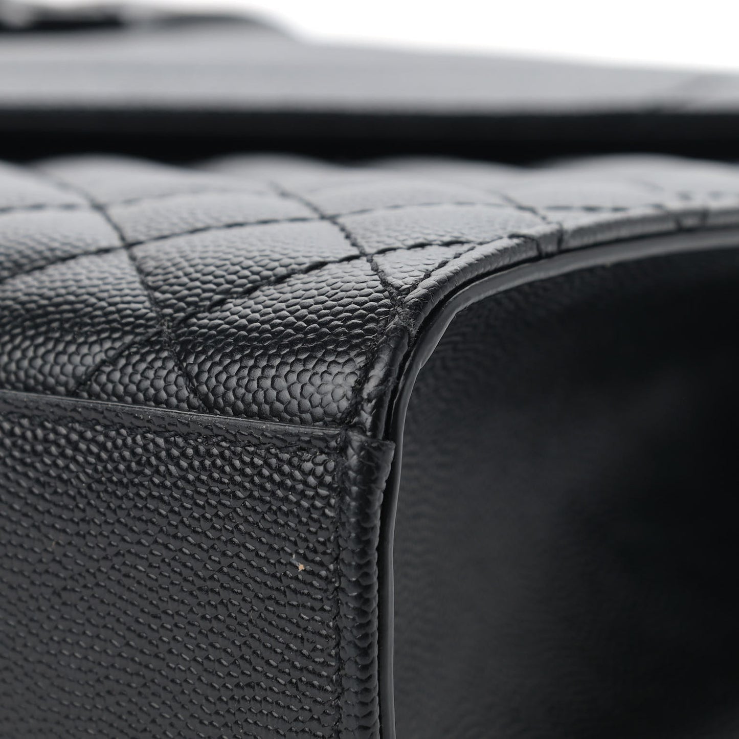 Grain De Poudre Textured Mixed Matelasse Large Triquilt Monogram Monochrome Satchel Black