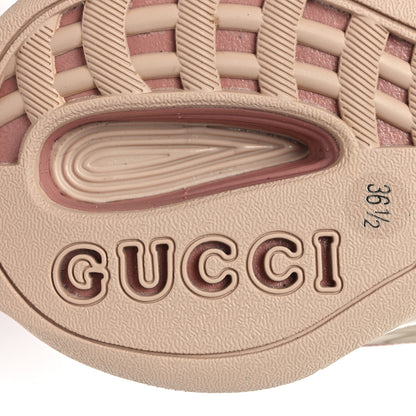 Gucci Tela Retino Mesh Crystal Suede GG Monogram Womens Gucci Run Sneakers 36.5 Light Powder Skin Rose Silver 7 of 8