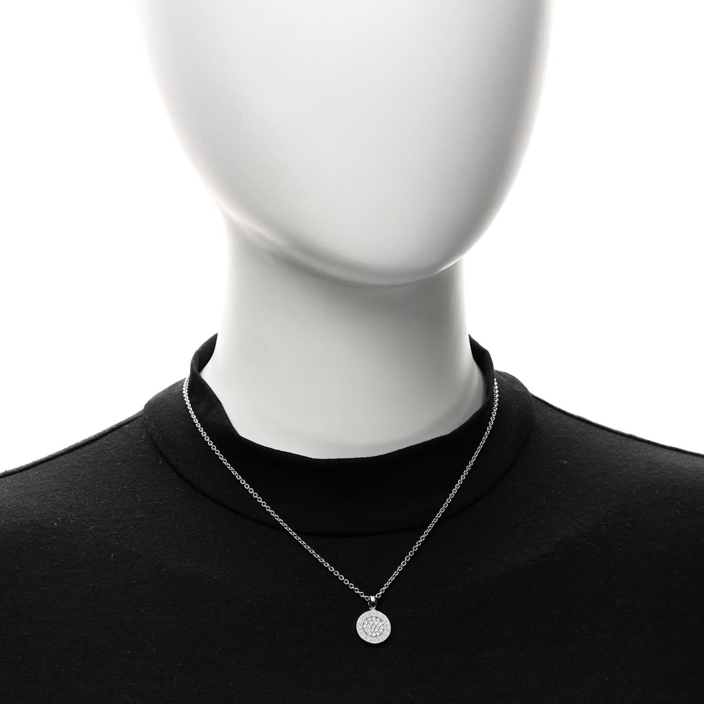 18K White Gold Diamond BVLGARI BVLGARI Pave Pendant Necklace