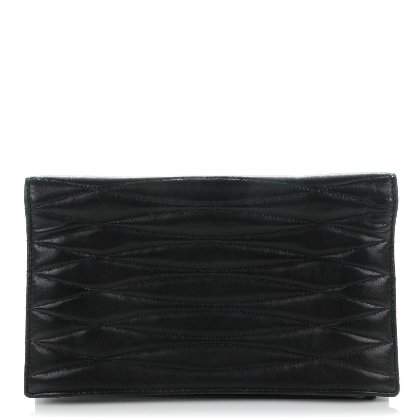Lambskin Quilted Wallet Clutch Black