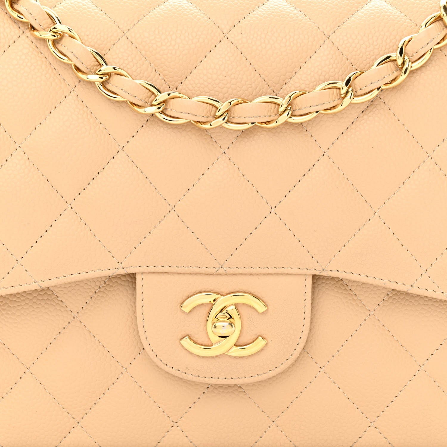 Chanel Caviar Quilted Jumbo Double Flap Beige 8 of 18