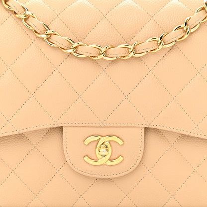 Chanel Caviar Quilted Jumbo Double Flap Beige 8 of 18