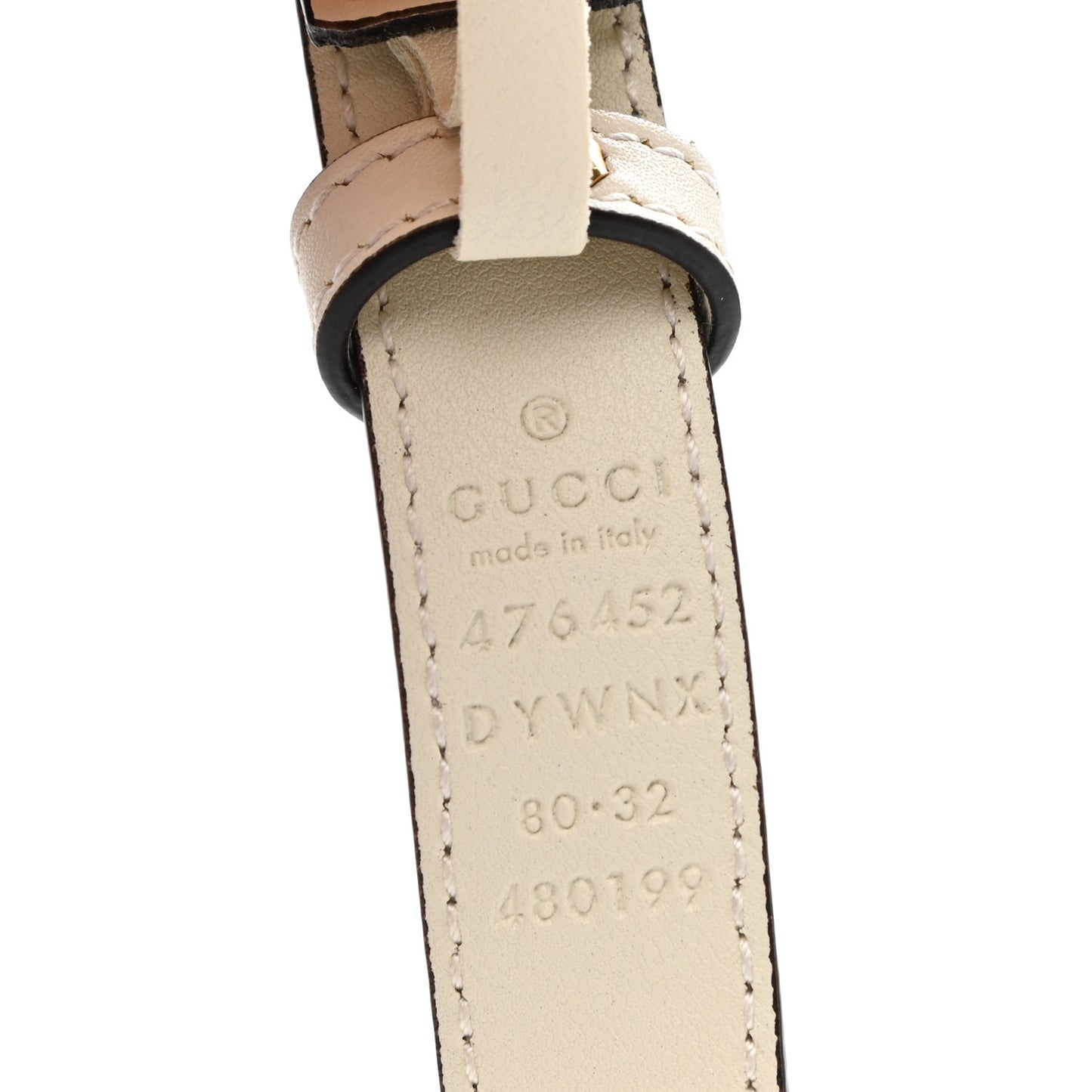 Calfskin Queen Margaret Bee Belt 80 32 White