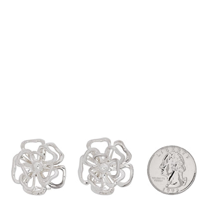 Chanel Sterling Silver Camellia Clip On Earrings 2 of 5
