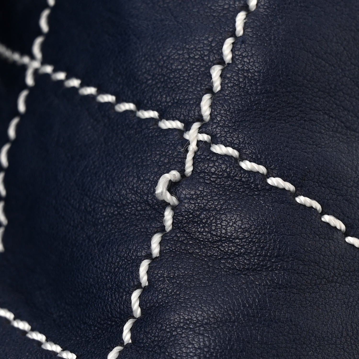 Chanel Lambskin Contrast Stitch Large Drawstring Tote Navy 11 of 12