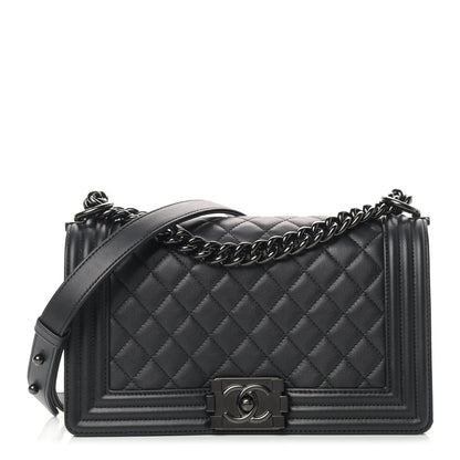 Chanel Calfskin Quilted Medium Boy Flap So Black 1 of 11