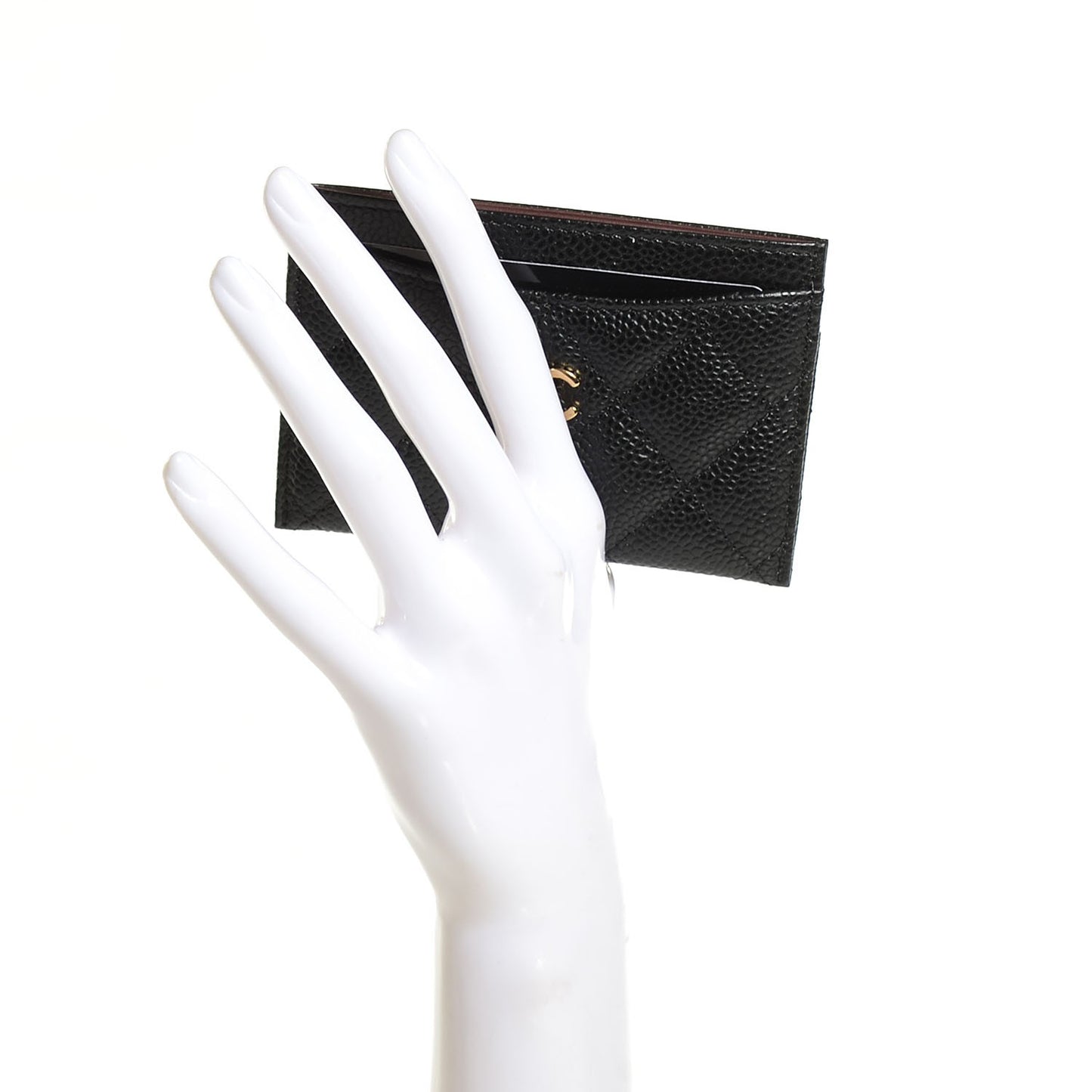 Caviar Quilted Card Holder Black