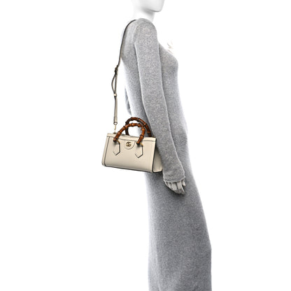 Gucci Textured Dollar Calfskin Web Small Diana Shoulder Bag Mystic White Hibiscus Red 2 of 11