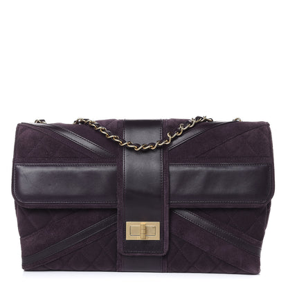 Chanel Suede Union Jack Jumbo Mademoiselle Flap Purple 1 of 14