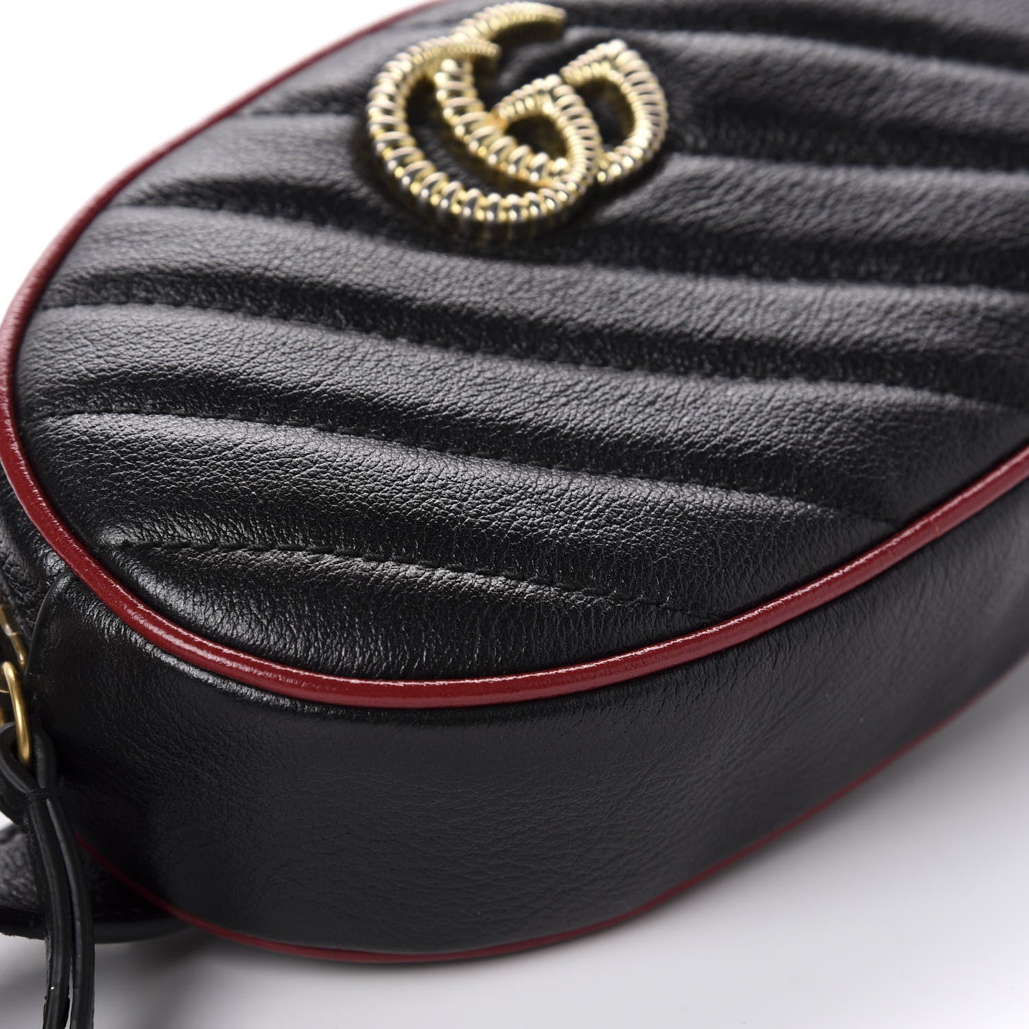 Gucci Azalea Calfskin Matelasse Diagonal Torchon GG Marmont Belt Bag 75 30 Black Romantic Cerise 6 of 9
