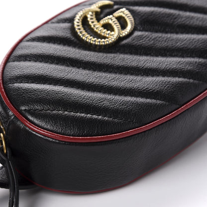 Gucci Azalea Calfskin Matelasse Diagonal Torchon GG Marmont Belt Bag 75 30 Black Romantic Cerise 6 of 9