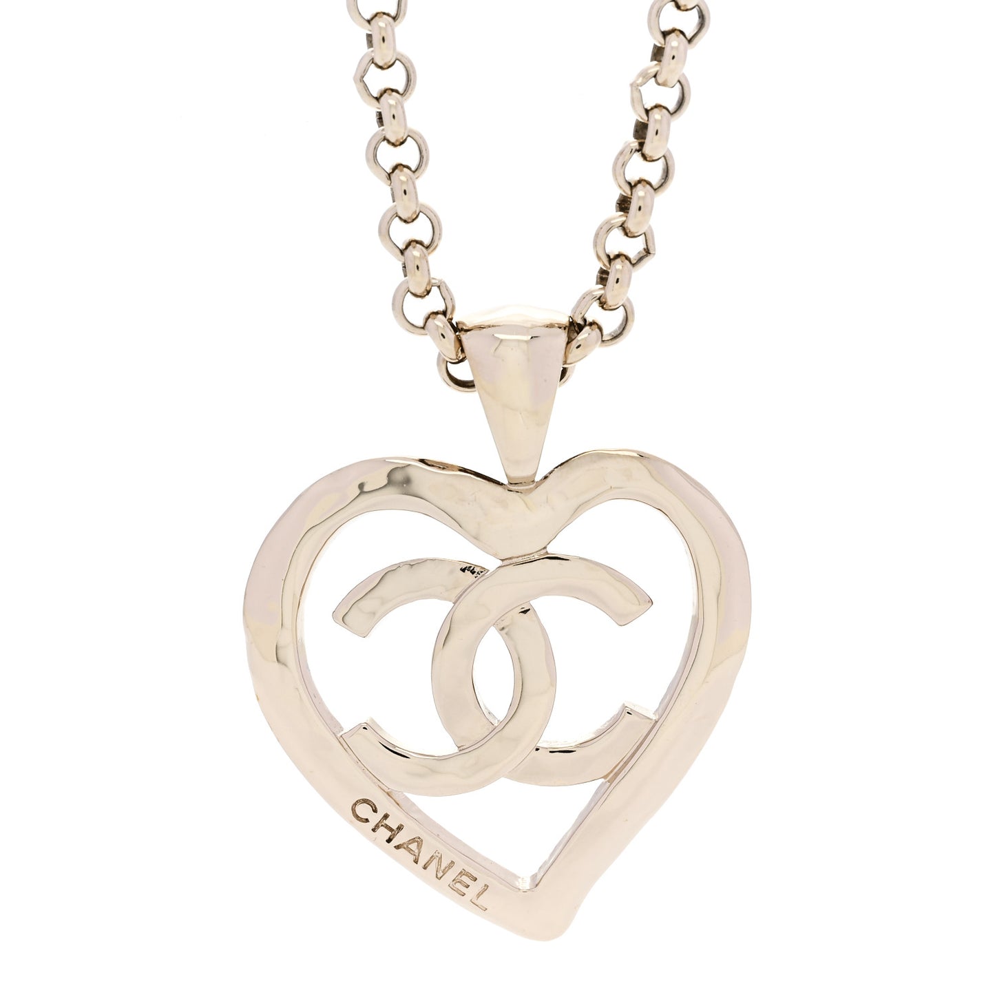 CC Heart Chain Pendant Necklace Gold
