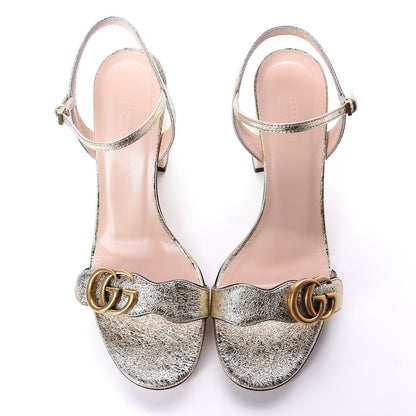 Gucci Galassia GG Marmont Ankle Wrap 75mm Sandals 39 Platino 5 of 10